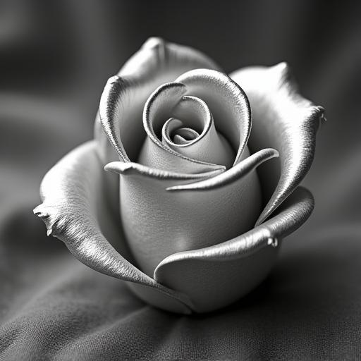 Una rosa vera placcata in argento, conservando ogni dettaglio.